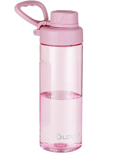 OLDLEY Water Bottles 20oz BPA Free Tritan Water Bottle with Carry Handle and Spout Lid, Leakproof Kids Water Bottle for Home,Travel, School, Outdoors,Pink