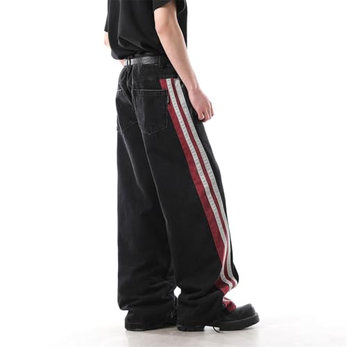 Baggy Jeans Men Vintage Striped Jeans Men Relaxed Fit Wide Leg Denim Barrel Pants Y2k Casual Streetwear for Skater4