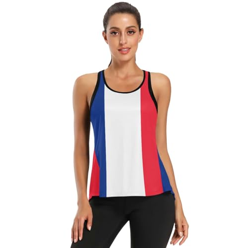 Camiseta de yoga para mujer, ajuste holgado, sin espalda, para correr, deportes, talla S, Bandera de San Bartolomé, M