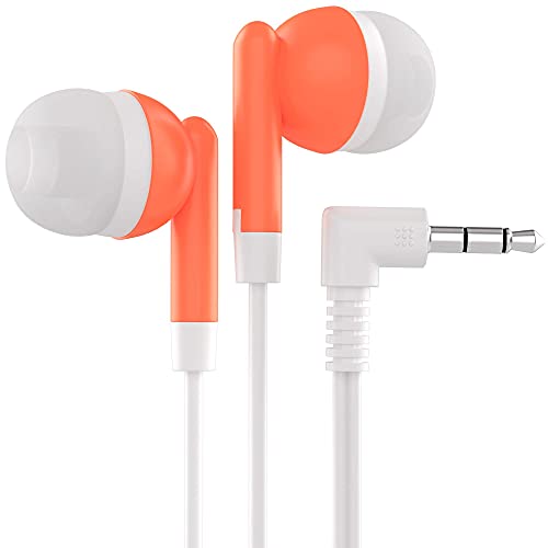 Maeline Bulk Earbuds with 3.5 mm Headphone Plug - 100 Pack - Orange