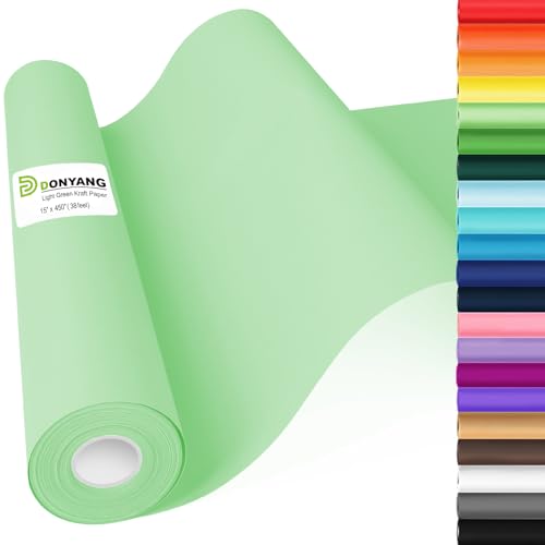 Light Green Wrapping Paper, 15"x450" Solid Color Art Craft Poster Kraft Bulletin Board Decorative Paper Roll, Birthday Anniversary Wedding Easter Eid St Patricks Day Bouquet Flower Gift Wrap