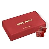Spicy Cubes Hot Peach Gummies - Sweet & Spicy Chili Sugar Coating - Maca Root & Muira Puama for Energy, Mood & Vitality - Fun Treat for Couples & Social Moments - 1 Pack (8 pieces)