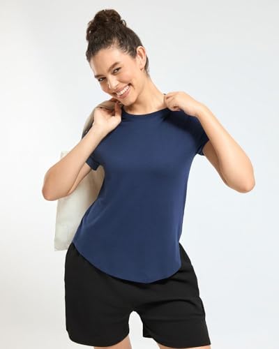 Image of Wellbi Bamboo Women's Tshirt - Ultra-Soft, Breathable & Sustainable | Premium Cotton Blend for Supreme Comfort | Stylish & Eco-Friendly T-Shirt for Women | Tshirt Women Cotton