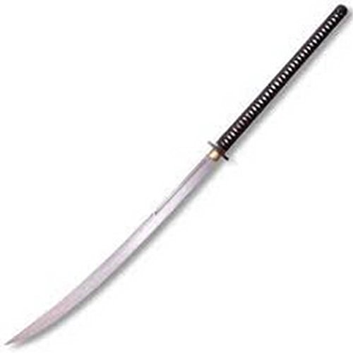 Cold Steel Warrior Series Katana Samurai Sword with Ray Skin Handle, Black Lacquered Wood Scabbard, Black Braid Cord and Brass Menuki, Nodachi