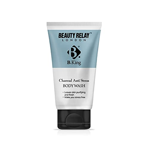 Beauty Relay London B King Charcoal Anti Stress Body Wash|For Men With Cinnamon Oil, Alovera, Argan Oil, Mulberry, Vitamin E, Lemon Oil.|200ml