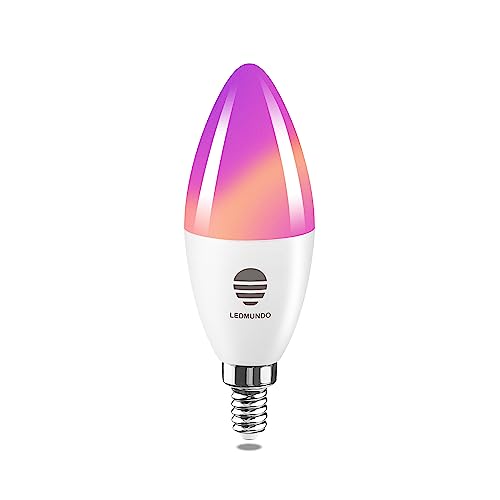 Smart Candelabra LED Bulbs, Smart Chandelier Light Bulbs 2700k-6500k+RGBW 60W Equivalent, Work with Alexa & Google Assistant, 6W 600LM, E12 Smart Bulbs No Hub Required, 2.4GHz WiFi Only, 1 Pack Smart Candelabra LED Bulbs, Smart Chandelier Light Bulbs 2700k-6500k+RGBW 60W Equivalent, Work with Alexa & Google Assistant, 6W 600LM, E12 Smart Bulbs No Hub Required, 2.4GHz WiFi Only, 1 Pack