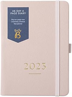 Busy B Compact A6 Day A Page Diary January to December 2023 - Rose - Faux Leather Daily Planner with Lined Pages, Notes and Year Planner