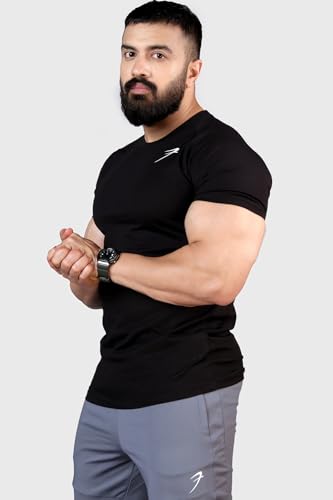 Image of FUAARK Men's Solid Slim Fit Sports Gym T-Shirt