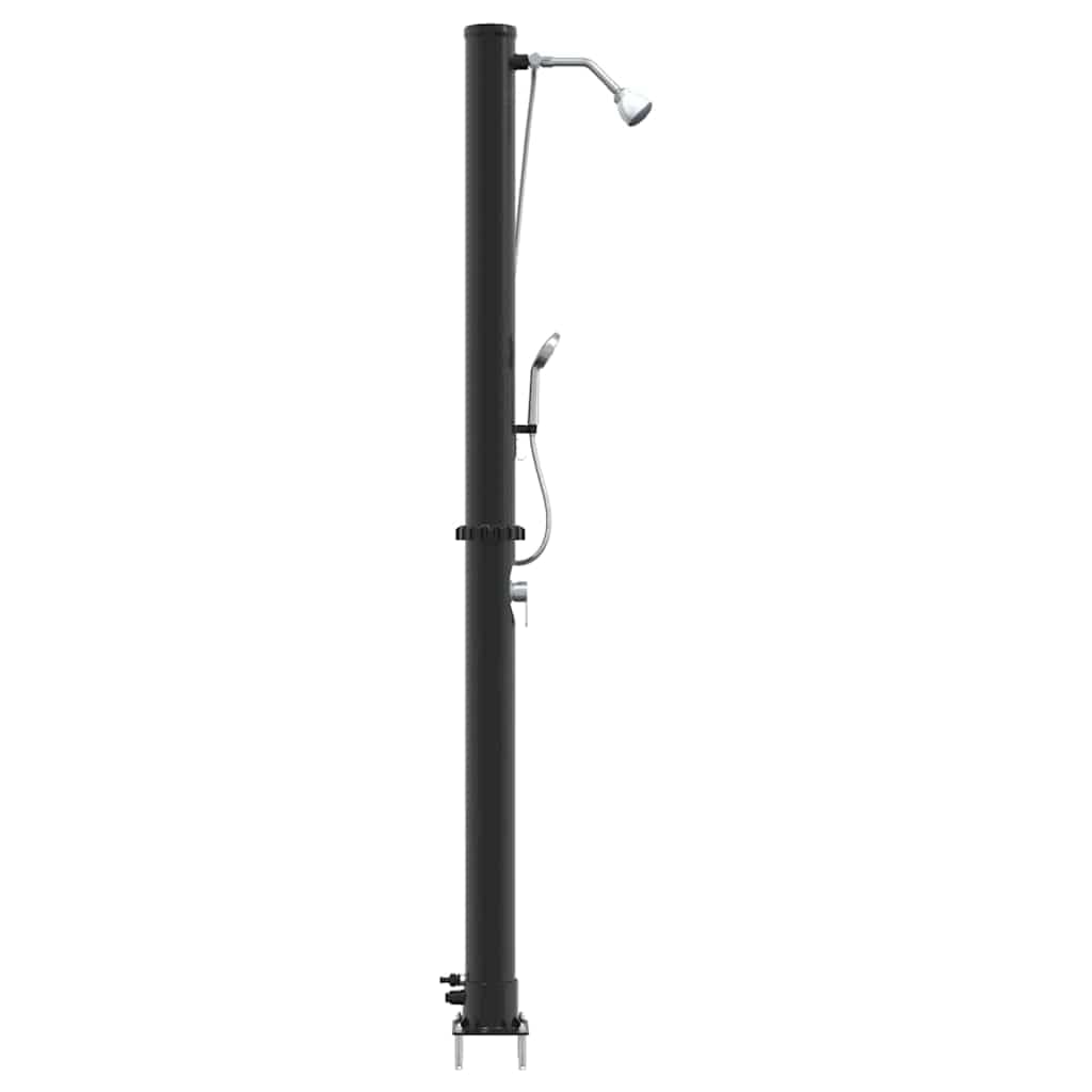 Doccia solare da esterno nera, 217 cm, in PVC e alluminio, con soffione regolabile, alimentata a energia solare per giardino, terrazza, piscina, vasca idromassaggio, spa, come pratico