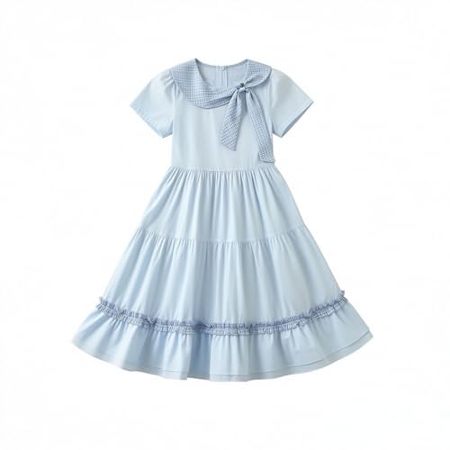Robe col pour petites filles au style mignon et finitions en dentelle