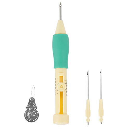Punch Needle Embroidery Set Embroidery Needle Punch With 3 Sizes Needle Pen Kit Tool For Diy Craft For Diy Threaders Sewing Knitting For Mother(Yellow + Green) #TOP27