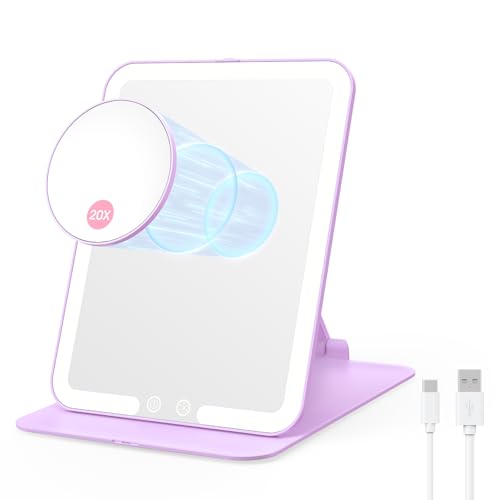Espejo de Maquillaje Plegable de Viaje con Luces 20X