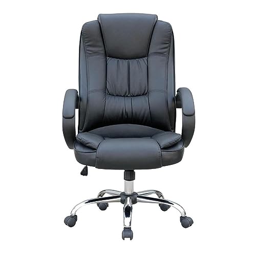 Cadeira de Escritorio Presidente FOX Office 300 Suporta 120kg Couro sintético Preta