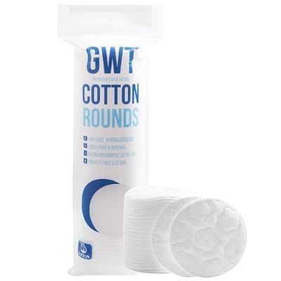 GWT Premium Cotton Rounds for Face, 100% Pure & Lint-Free Cotton Pads, Soft & Absorbent Makeup Remover, Hypoallergenic, Multi-Layer Design, 100 Count (Pack of 1)