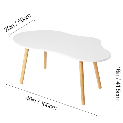 Small Coffee Table, Cloud Shape Modern Minimalist Display Coffee Table Mid Century Living Room Center Table White Nesting End Table Small Furniture for Sofa Bedside Bedroom Ofiice White - Thumbnail 2