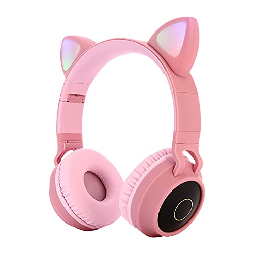 BAInuai #TSSATU Casque stéréo sans fil avec oreilles de chat, Rose#ikwxns, M Cover