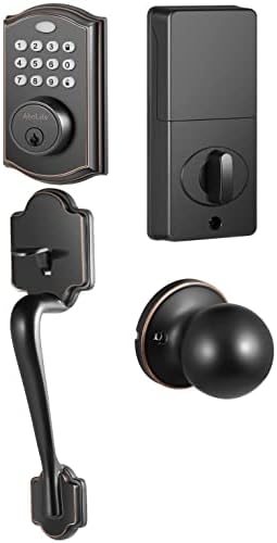 Electronic Keypad Deadbolt, AboLife Keyless Entry Door Lock, Auto Lock, Keyed Entry, Door Lock with Handle, Front Door Handle Sets, Digital Smart Door Lock - Black
