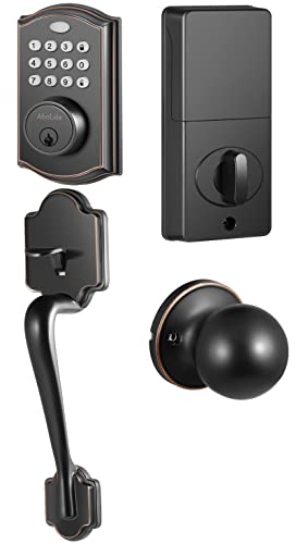 Electronic Keypad Deadbolt, AboLife Keyless Entry Door Lock, Auto Lock, Keyed Entry, Door Lock with Handle, Front Door Handle Sets, Digital Smart Door Lock (Smart Lock) - Black