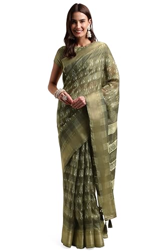 Image of MIRCHI FASHION Women Saree Cotton Blend Kalamkari Printed | Comfortable Office and Regular Daily Use Sari with Unstitched Blouse Piece