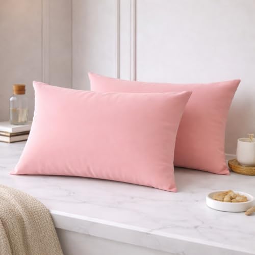 Image of THE HOME STYLE Solid Plain Cotton Feel Fitted Bedsheet (72x78 inches) with Reversible Comforter (90x100 inches) | King Size | 2 Pillow Covers | 300 TC | 4-Piece Bedding Set (Peach)