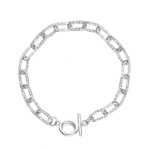 Bracelet italien en argent sterling avec maillons d'exception et fermoir bascule