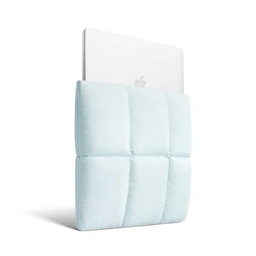 Image of Comfyable Puffy Laptop Sleeve 15 16 Inch, Quilted Puffer Laptop Carrying Case for Women, Pillow Pouch Compatible for MacBook Air M5 & MacBook Pro M5 Pro /Max 2026, Blue