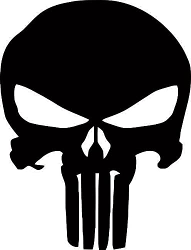 U24 Autocollant pour voiture - Motif tête de Punisher - Noir - 20 x 26 cm - Contours découpés