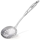 Zulay Kitchen Stainless Steel Slotted Spoon - 14.5” Large Skimmer Frying Spoon for Draining & Serving - Heat-Resistant, Rust-Proof & Dishwasher Safe Kitchen Utensil for Everyday Use