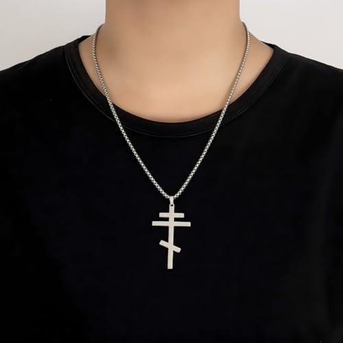 Orthodox stainless steel cross necklace for men and women, simple and retro gold glossy titanium steel cross pendant (Gold) by PenPot - Used condition - Image 5