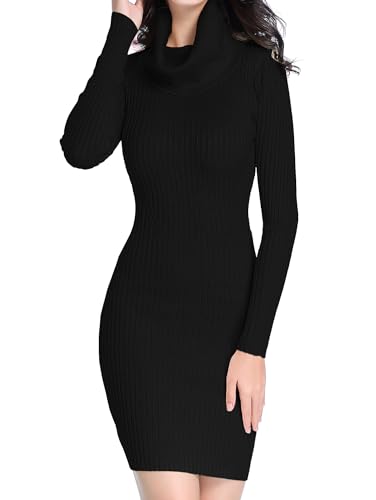 v28 Sweater Dress for Women Ribbed Knit Fitted midi Sexy Fall Winter Bodycon Cowl Neck Dresses2