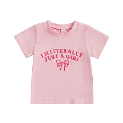 Toddler Baby Girl Summer Clothes Bow Embroidery Short Sleeve T Shirt Kid Cute Infant Outfit Big Sis Tee Tops