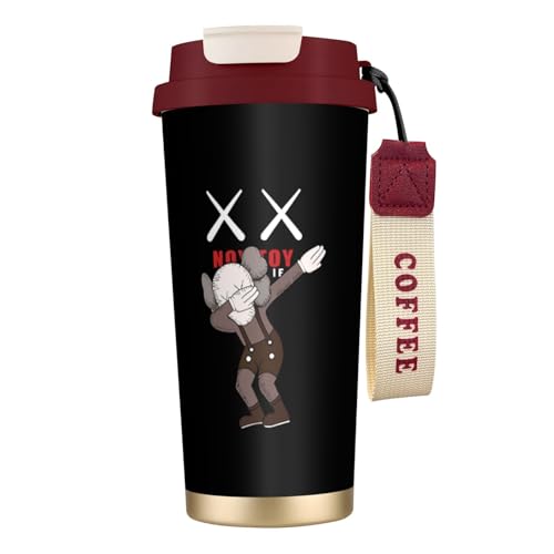コーヒーカップ Kaws カウズ 魔法瓶 水筒 スポーツボトル タンブラー ステンレス製 保温 保冷 蓋付き ストロー付き 大容量 漏れない 広口 ビジネス 500ml プレゼント 通勤 通学 新築祝い