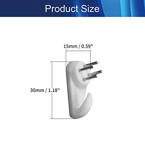 Image of Aicosineg Hardwall Hanger Mount Non-Mark Hook Photo Picture Frame Hanger for Fasteners Wall Wallpaper Walls Concrete Hooks Wooden Doors Hardware Medium White Tone 100pcs