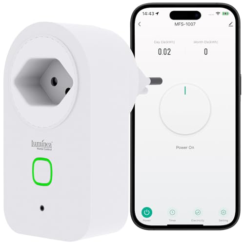 Luminea Home Control Alexa Smart Steckdose: WLAN-Steckdose mit Stromverbrauchsmesser, Zeit- & Sprachsteuerung, 10A (Alexa mit Strommessung, WLAN & Verbrauchsmessung)