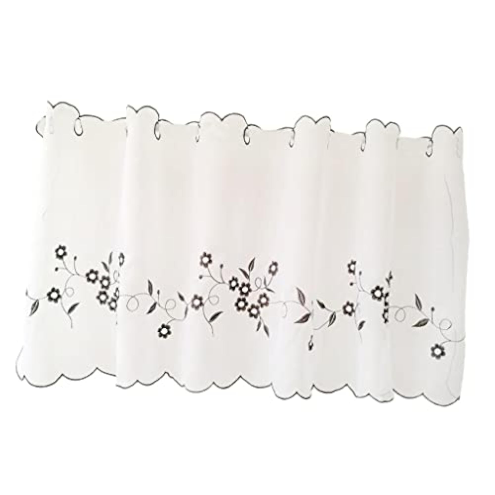 Embroidered Window Tiers Kitchen Cafe Half Curtains