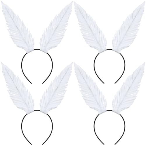 Thiccywoov 4 pcs Halloween Moth Antenna Headbands felt Moth Cosplay Costume HairBand Halloween Party Costume Accessory (White)