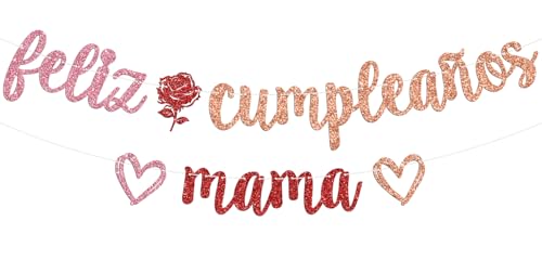 Feliz Cumpleaos Mama Banner Spanish Happy Birthday Mum Bunting Sign Mom I Love You/Best Mom Ever Mexican Fiesta Theme Happy Mothers Day Backdrop Garland
