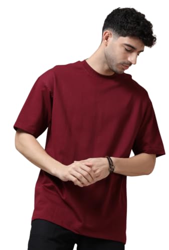 Image of Men's 240 GSM Cotton Oversized Tee - Heavyweight Bio-Washed Fabric | Premium Street Style | Super Soft, Thick & Breathable T-Shirt