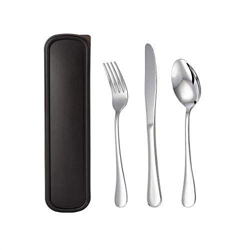 Portable Reusable Flatware Set Travel Camping Cutlery Set with Travel Case 3 Piece