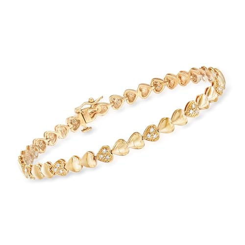 Ross-Simons 0.25 ct. t.w. Diamond Heart Bracelet in 18kt Gold Over Sterling