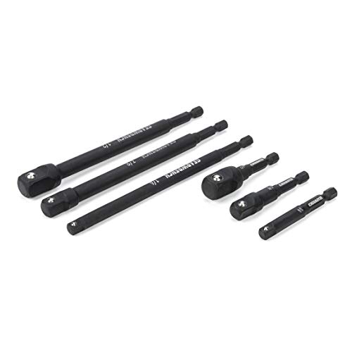 GEARWRENCH 6 Pc 1/4" Drive Hex Shank Impact Socket extensions - 1/4", 3/8" and 1/2" Drive sizes - 2-1/2" & 6" long - 84971A-02