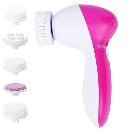 TRK IMPEX Multifunction Beauty Care Brush Deep Clean 5 In 1 Portable Facial Cleaner Relief Face Massager Machine