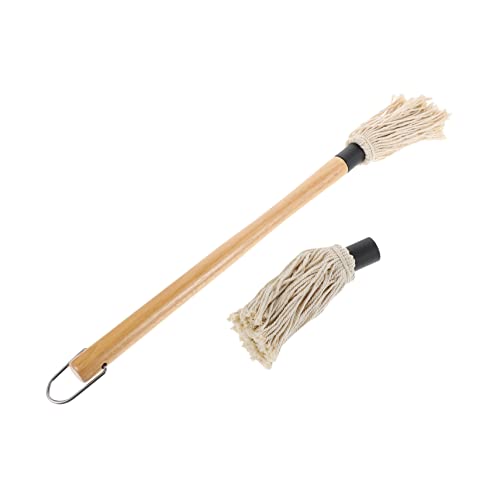 KONTONTY 1 Set Bbq Oil Brush Basting Mop with Replacement Brushes for Grilling Baking and Roasting Easy to Clean Spreads Sauces Evenly Keeps Hands Clean