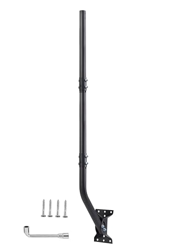 CEKAY Universal Antenna Mounting Pole 1.5 Dia x 51 L Heavy Duty J Mount for Starlink Weather Station & All Types of Antennas Adjustable Pivot Lock Bracket for Wall Eave & Roof