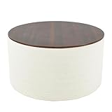 HomePop Modern Fabric Storage Ottoman with Wood Top - Stain-Resistant Cream Woven