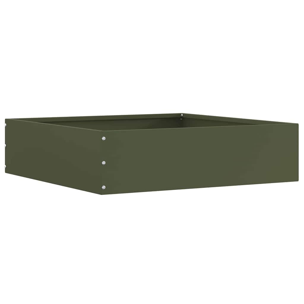 Recinzione per prato, in acciaio, verde oliva, 50 x 50 x 13 cm | Bordo quadrato in metallo resistente alle intemperie per una separazione pulita di terrazze e giardini.