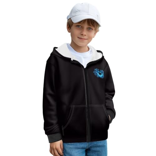 Kids Fleece Zip Up Hoodie Size 7-12 Boys Sweatshirts Fashion Kids Fleece Jacket with Kangaroo Pocket Animal Hoodie