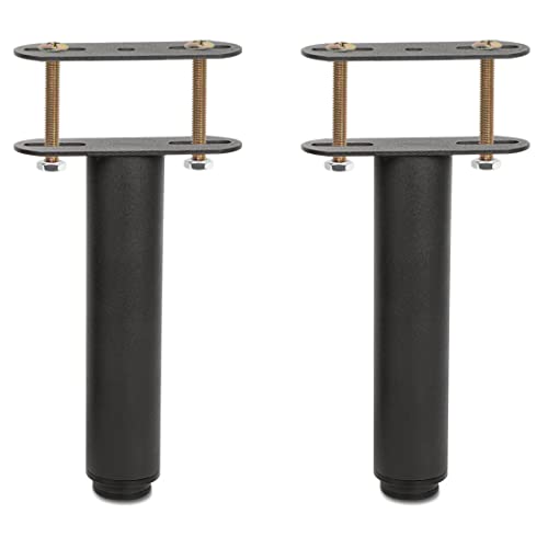 Pied de Lit Universel, Pieds pour Sommier à Lattes sans Perçage | Hauteur: 18cm(+15cm) Reglable | Design: Noir | Matériel: Metallique | Ronde ø3.8cm | pour le Cadre Central | avec Boulons | Lot de 2