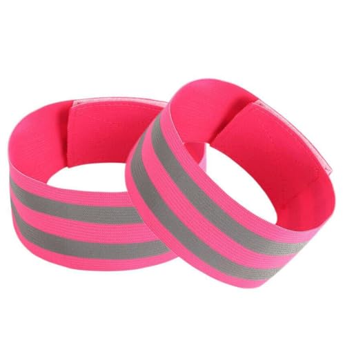 LQIOACU 2 Pièces Rose Bande Reflechissante, Bracelet Fluo, Bracelet Lumineux, Bande Reflechissante Velo, Bandes Réfléchissantes, pour l'extérieur, Le...