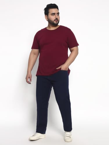 Image of Cotton Comfort Fit Jeans for Men | Full-Length Solid Denim Pants with Button Closure, Embroidered Design, Mid-Rise Casual Trousers for Daily | Classic Jeans for Office Bottoms (DI-249)